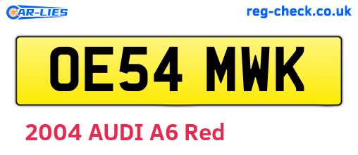 OE54MWK are the vehicle registration plates.