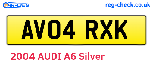 AV04RXK are the vehicle registration plates.