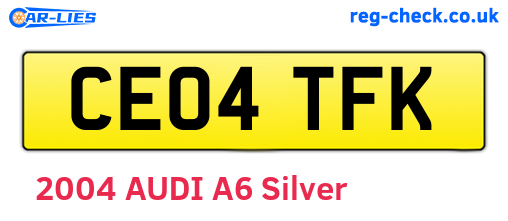 CE04TFK are the vehicle registration plates.