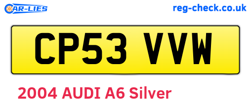 CP53VVW are the vehicle registration plates.