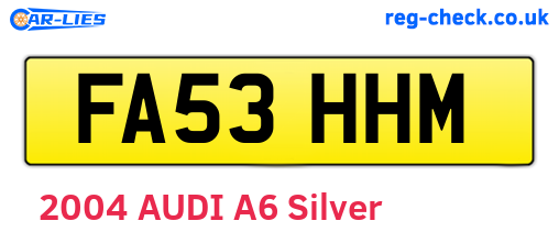 FA53HHM are the vehicle registration plates.
