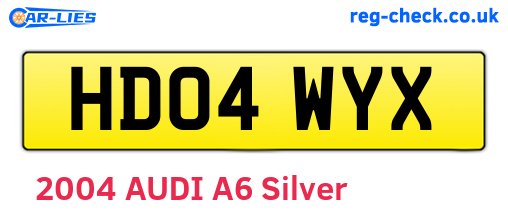 HD04WYX are the vehicle registration plates.