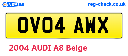 OV04AWX are the vehicle registration plates.