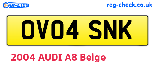 OV04SNK are the vehicle registration plates.
