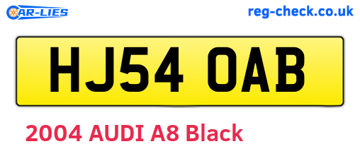 HJ54OAB are the vehicle registration plates.