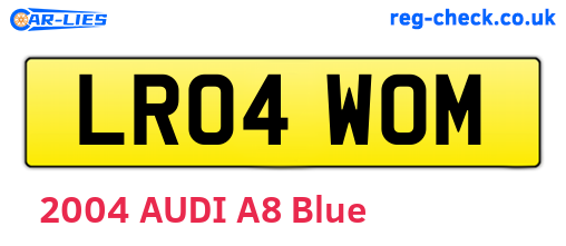 LR04WOM are the vehicle registration plates.