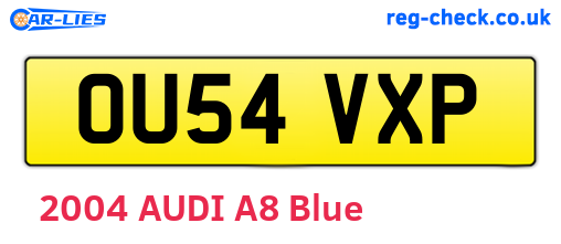OU54VXP are the vehicle registration plates.
