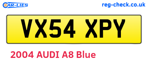 VX54XPY are the vehicle registration plates.