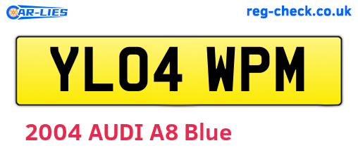 YL04WPM are the vehicle registration plates.