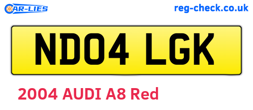 ND04LGK are the vehicle registration plates.