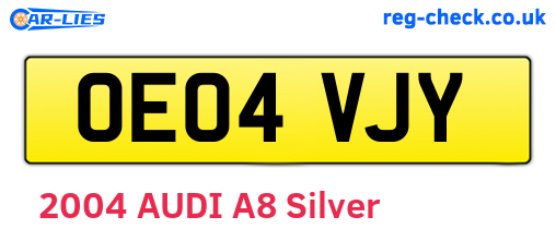 OE04VJY are the vehicle registration plates.