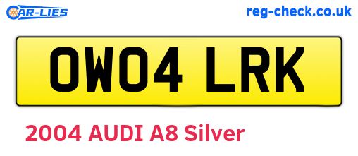 OW04LRK are the vehicle registration plates.