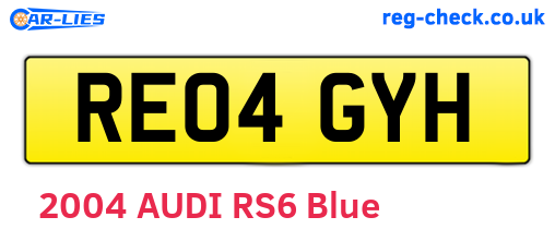 RE04GYH are the vehicle registration plates.