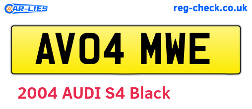 AV04MWE are the vehicle registration plates.