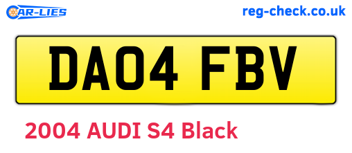 DA04FBV are the vehicle registration plates.