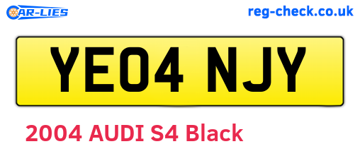 YE04NJY are the vehicle registration plates.