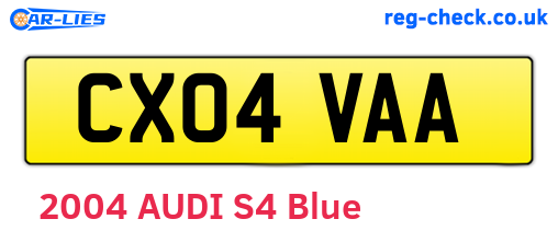 CX04VAA are the vehicle registration plates.