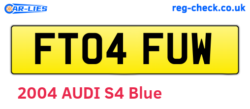 FT04FUW are the vehicle registration plates.
