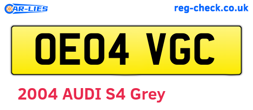 OE04VGC are the vehicle registration plates.