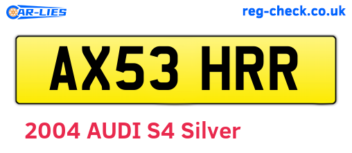 AX53HRR are the vehicle registration plates.