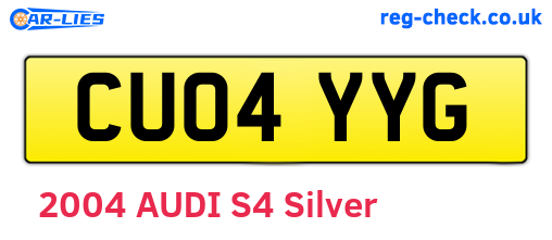 CU04YYG are the vehicle registration plates.