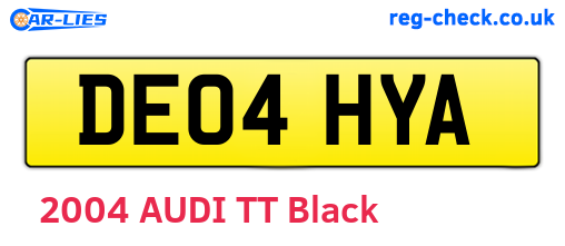 DE04HYA are the vehicle registration plates.