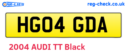 HG04GDA are the vehicle registration plates.