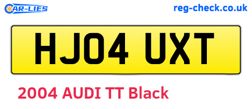 HJ04UXT are the vehicle registration plates.