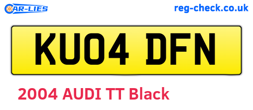 KU04DFN are the vehicle registration plates.