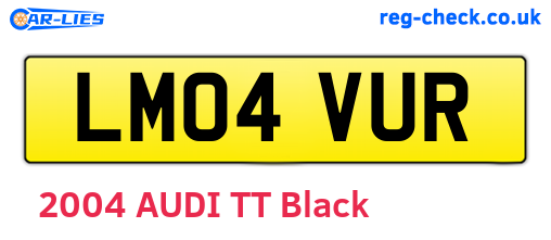 LM04VUR are the vehicle registration plates.