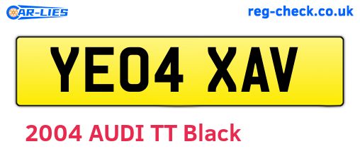 YE04XAV are the vehicle registration plates.