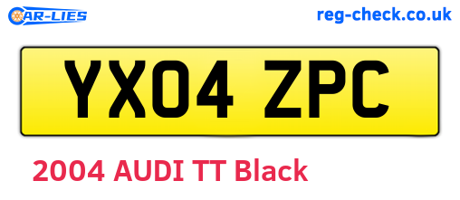 YX04ZPC are the vehicle registration plates.