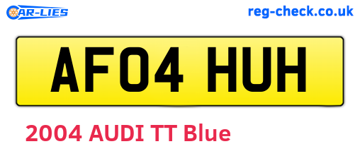 AF04HUH are the vehicle registration plates.