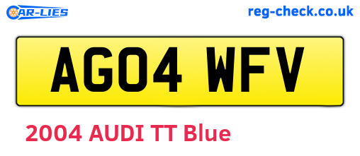 AG04WFV are the vehicle registration plates.