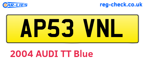 AP53VNL are the vehicle registration plates.