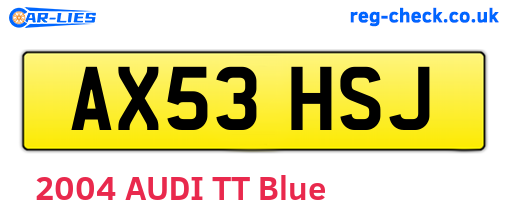 AX53HSJ are the vehicle registration plates.