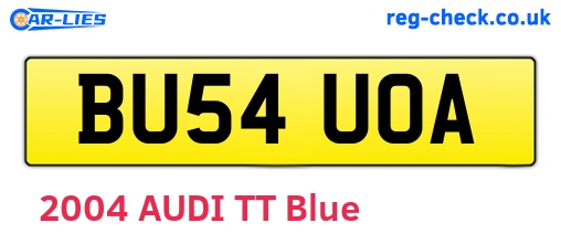 BU54UOA are the vehicle registration plates.