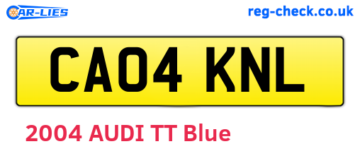 CA04KNL are the vehicle registration plates.