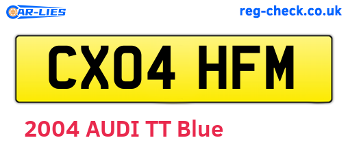 CX04HFM are the vehicle registration plates.
