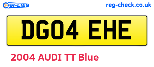 DG04EHE are the vehicle registration plates.