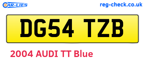 DG54TZB are the vehicle registration plates.