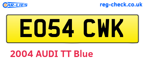 EO54CWK are the vehicle registration plates.