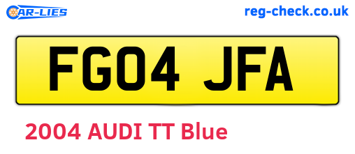 FG04JFA are the vehicle registration plates.