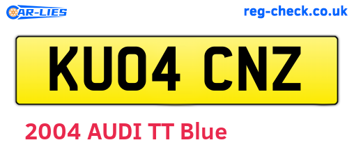 KU04CNZ are the vehicle registration plates.