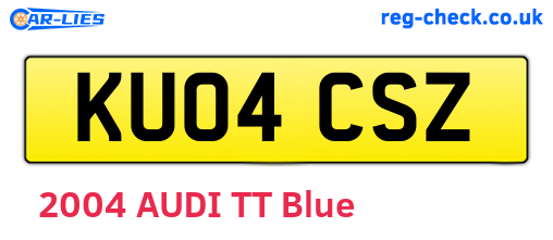 KU04CSZ are the vehicle registration plates.