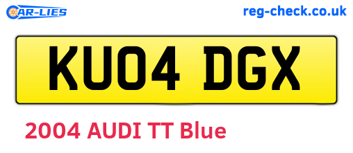 KU04DGX are the vehicle registration plates.
