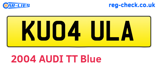KU04ULA are the vehicle registration plates.