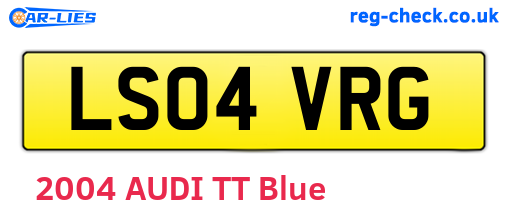 LS04VRG are the vehicle registration plates.