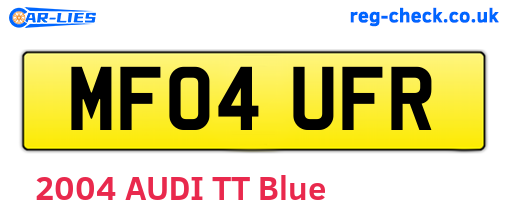 MF04UFR are the vehicle registration plates.