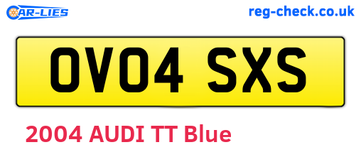 OV04SXS are the vehicle registration plates.